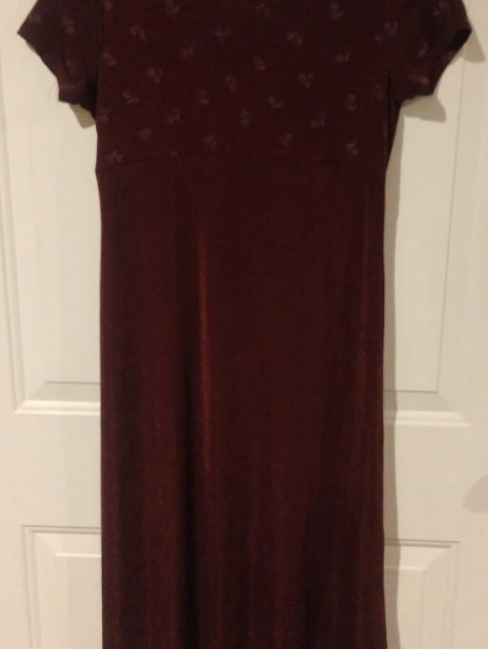 Vintage Jazz Kids Maroon Empire Waist Rose Midi Dress - No Size